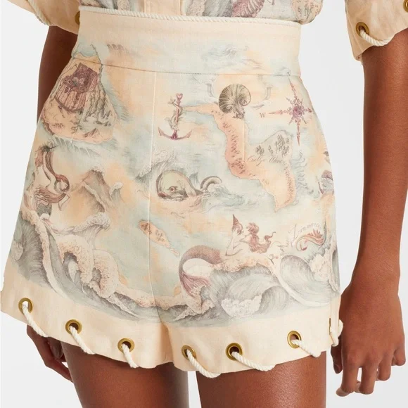 ZIMMERMANN Printed linen shorts Size0 - Picture 5 of 6